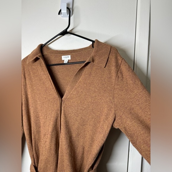 J.Crew Factory Wool Blend Belted Button Front Longline Cardigan Brown Sweater S - Picture 3 of 16